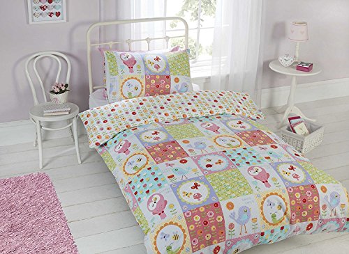 Rapport Birdie Set Copripiumino Patchwork, Multi-Colour, Singolo