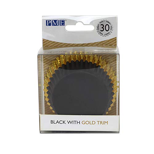 Pme Nero Con Finiture In Oro Cupcake Cases, Pk/30