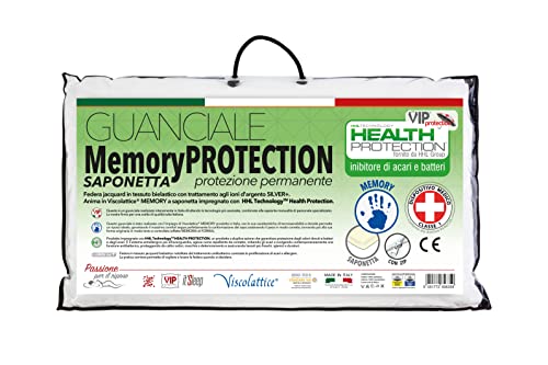 V.I.P. Very Important Pillow V.I.P. Cuscino Memory Foam Protection Saponetta Con Dispositivo Medico, Made In Italy