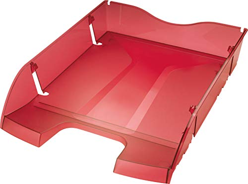 Helit Vaschetta Portacorrispondenza A Basso Volume (55%), Realizzata In Materiale Riciclato Pet, Rosso Trasp