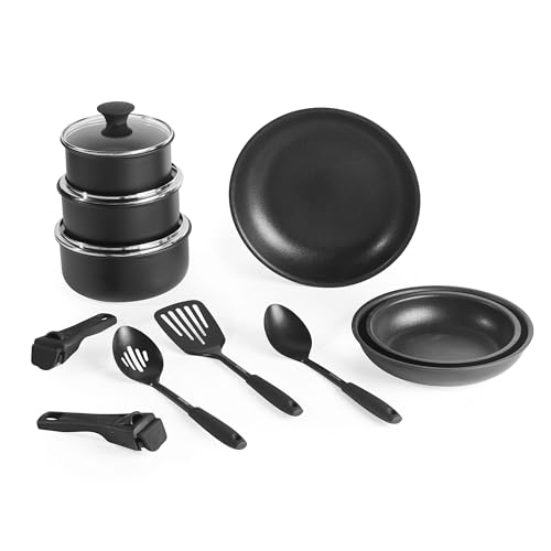 Salter Bw12055Is Clip & Cook Set Di Padelle Da Cucina – Padelle, Casseruole, 2 Manici Rimovibili, Impilabili Per Risparmiare Spazio, Antiaderenti, Ada