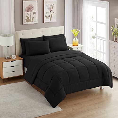 Sweet Home Collection - Set Copripiumino E Lenzuola, Colore: Nero