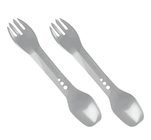 Lifeventure Ellipse - Spork In Plastica Per Campeggio, Viaggi E Esterni, Confezione Da 2, Colore: Grigio Chiaro