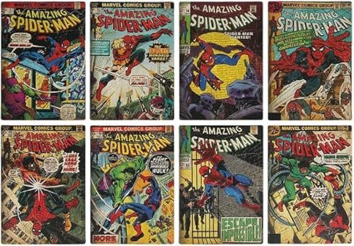 Set Di Sottobicchieri Con Licenza Ufficiale Spiderman, 8 Pezzi, Decorazione E Regalo, Stile Nostalgico Supereroe Marvel, Accessorio Da Scrivania E Tav