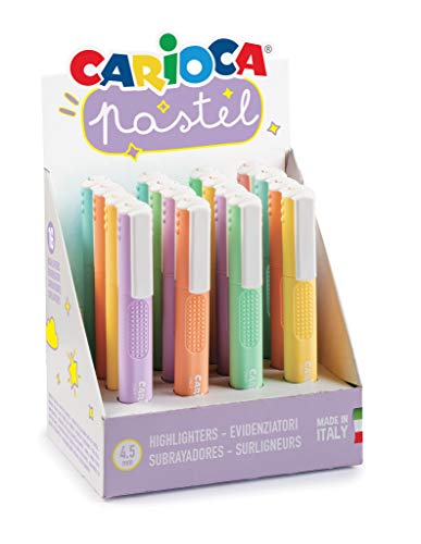 Carioca Evidenziatori Pastel, Scatola Espositore Di Evidenziatori Pastel, Evidenziatori Color Pastello, Ideali Per Sottolineare Ed Evidenziare, Colori