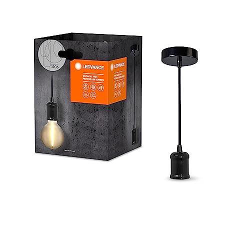Ledvance Vintage 1906 Lampada A Sospensione Bobbin E27, Black, Max. 25W, Led 15W, Presa E27, Baldacchino Rotonde, Lampada A Sospensione Interna, Combi