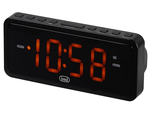Trevi Ec 882 Orologio Digitale Con Grande Display 1.2", 2 Sveglie Programmabili Con Suoneria Elettronica E Vibrazione, Funzione Dimmer E Funzione Snoo