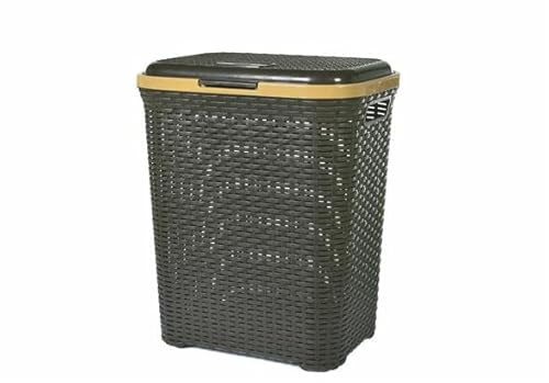 H&H Portabiancheria Plyrattan, Marrone, 55 Lt, Vinile, Medium