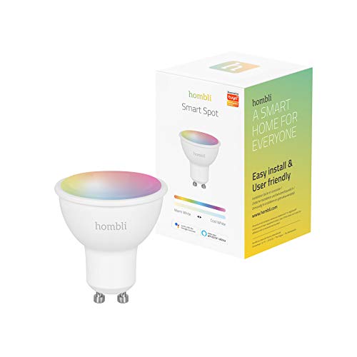Hombli Lampadina Smart Spot, Luce Smart Gu10, Compatibile Con Alexa E Google Home, Luce Spot Da 4.5W, Lampadina Rgb + Bianco Caldo Cambia Colore, Gest