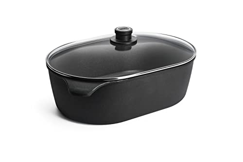 Woll Nowo Titanium Jumbo Roaster Con Coperchio In Vetro In Una Scatola, 40 X 27 Cm, 13 Cm Di Altezza, 10,5 Litri, Nero