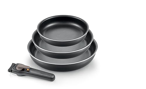 Tescoma 597910 Padelle Con Impugnatura Rimovibile Vario, 4 Pezzi