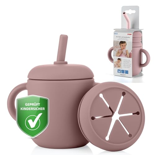 Tazza 2 In 1 Per Neonati E Bambini Piccoli | Pratico Compagno Per I Viaggi | A Prova Di Perdite | Snack Cup | Bicchiere | Rosa