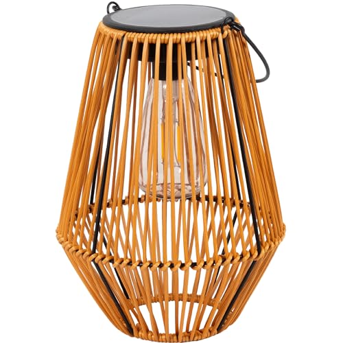 Gadgy Solarlampe Für Außen Garten - Wasserdichte Solar Leuchte Garten Draußen - Solar Laterne Für Draußen Rattan Optik - Gartenleuchten Solar - Braun