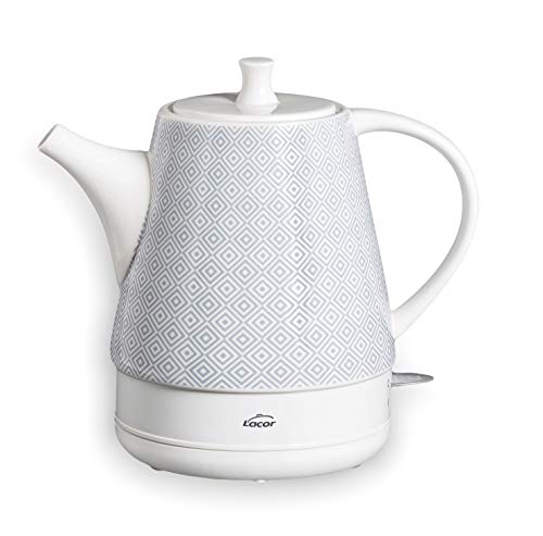 Lacor Bollitore Acqua Ceramica Bianco/Blu, 26 Cm, Acciaio Inossidabile, 26Cm