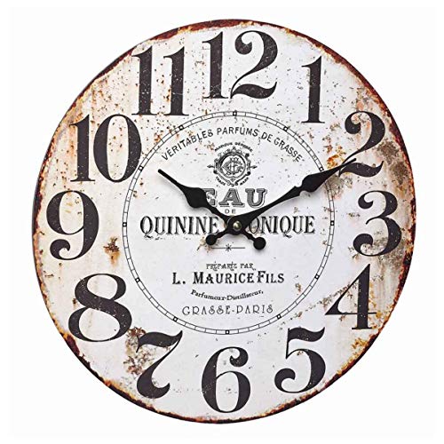 Tfa Dostmann Orologio Da Parete Analogico Vintage, 60.3045.10, Motivo Retrò, Effetto Ruggine, In Fibra Di Legno Mdf, Bianco, Ingegnerizzato, (L) 337 X