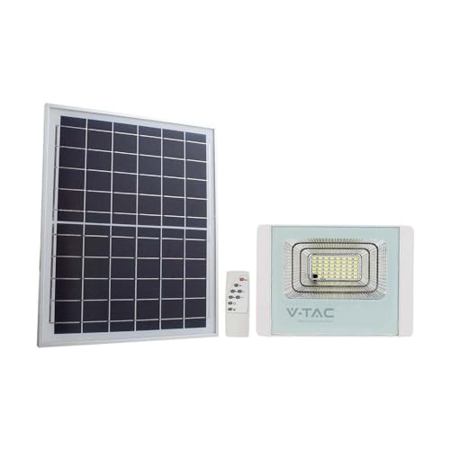 V-Tac Luce Di Inondazione Solare – Ip65 – Alloggiamento Bianco – 2450 Lumen – 6400 K