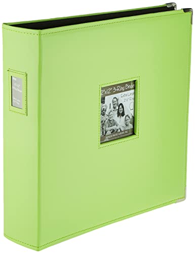 Pioneer Photo Albums T-12Jf Brillante Album Fotografici T-12Jf/C Jumbo 3 Anelli Cuciti In Similpelle Copertina Per Libro Di Memoria, Verde Lime, Metal