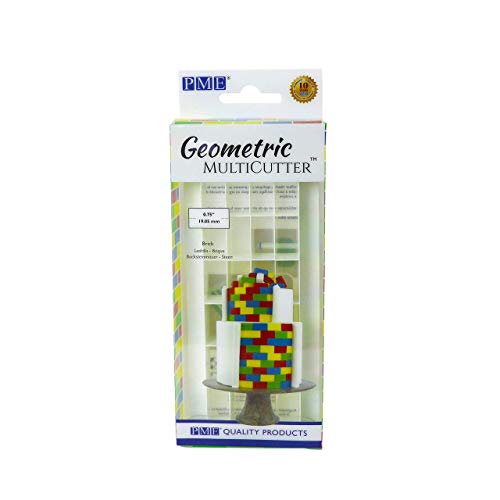 Pme Gmc171 Multicutter Geometrico Per Torta Design-Mattone, Dimensioni Piccole, Plastica, Bianco