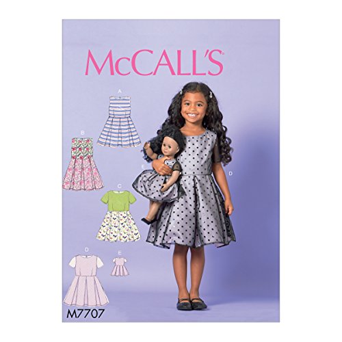 Mccall'S Patterns Bambina E Vestito Da Bambola Da 45 Cm, Tessuto, Multicolore, 17.00 X 0.5 X 0.070 Cm