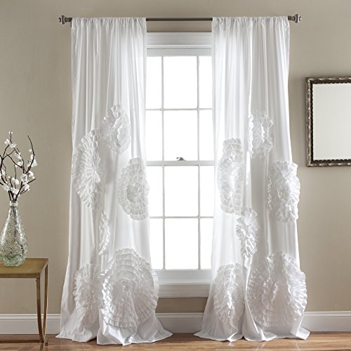 Lush Decor, White Serena Window Panel For Living, Dining Room, Bedroom (Single Curtain), 84” X 54 L