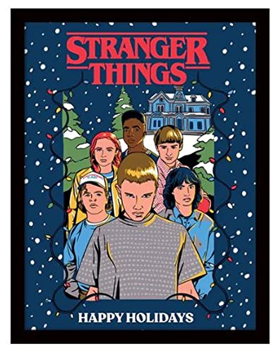 Pyramid International Stranger Things - Poster Con Cornice Nera (Happy Holidays Design), Cornice 30 Cm X 40 Cm E Arte Da Parete Stranger Things, Prodo