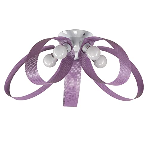 Onli Plafoniera Soffitto 5 Luci Con Petali In Metallo Traforato Color Malva