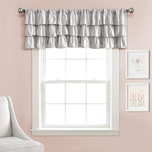 Lush Decor Belle Valance - Tenda Singola In Stile Vintage Chic, 213 X 45 Cm, Colore: Grigio