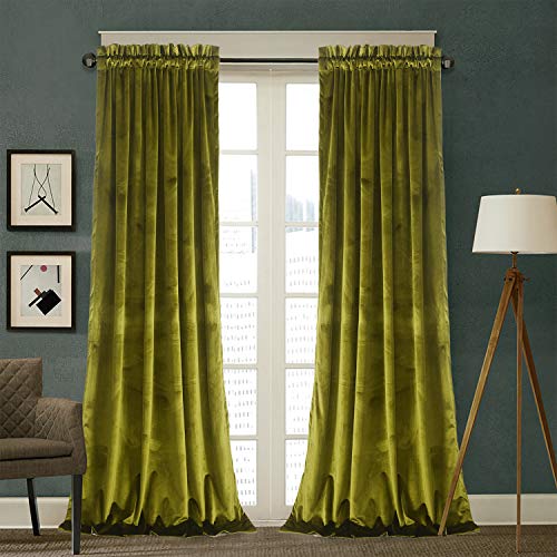 Roslynwood Set Di 2 Tende In Velluto, Isolate Termicamente Dalla Luce, Con Tasca Per Bastone, Per Camera Da Letto E Soggiorno (132 X 243 Cm, Verde Oli
