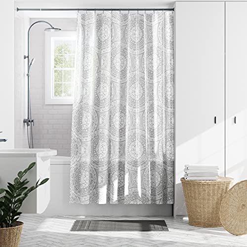 Zenna Home Medallion - Tenda Da Doccia Impermeabile In Peva, 178 X 183 Cm, Colore: Bianco