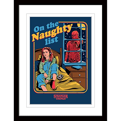 Pyramid International Stranger Things - Poster Con Bordo E Cornice Nera (Motivo Christmas Naughty List List), Cornice 30 Cm X 40 Cm E Stranger Things,