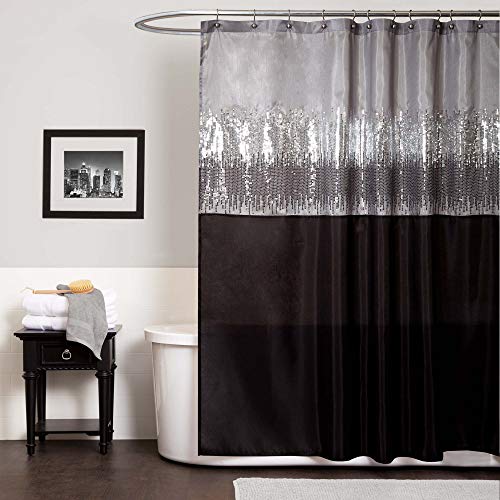 Lush Decor Night Sky Shower Curtain, 72-Inch By 72-Inch, Black/Gray