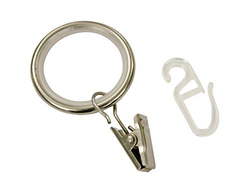 Gardinia 32071 Anello Per Tenda Per Bastoni Per Tenda, Incl. Inserti Scorrevoli, Ganci Pieghevoli E Ganci A Clip, Linea Kira