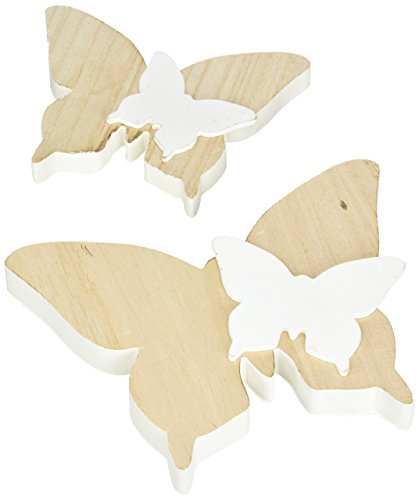 Heitmann Deco - 2 Farfalle Di Legno - Naturale Con Farfalline - Figure Decorative - Decorazione Per Pasqua E Primavera