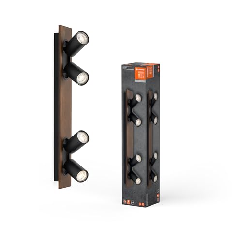 Ledvance Decor Spot Mercury, 4 X 3,4 W, 920 Lm, Aspetto Legno Nero, Faretto, Teste Orientabili, Versatile, Faretto Per Interni, Lampade Led Sostituibi