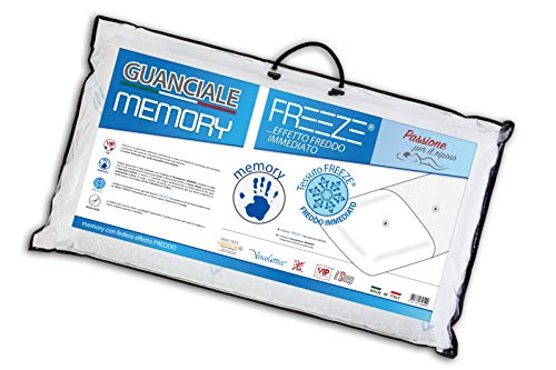 V.I.P. Very Important Pillow Cuscino Vip, Effetto Fresco, 42X72, Bianco 100% Viscolattice, Made In Italy, Federa 70% Poliestere, 30% Freeze