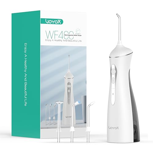 Voyor-Health Idropulsore Dentale Portatile Con 4 Ugelli Girevoli 3 Modalità Irrigatore Dentale, Pulizia Denti Idropulsore, Impermeabile Ipx7 Ricaricab