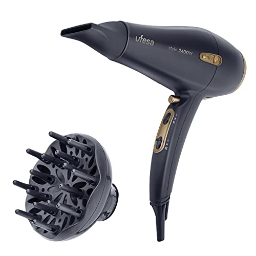 Ufesa Sc8460 Asciugacapelli Ionico Professionale Motore Ac 2400 W, Generatore Di Ioni, 2 Velocità, 3 Temperature, Diffusore E Concentratore Bocca Stre