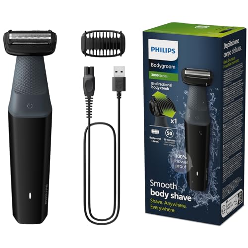 Philips Bodygroom Series 3000 Rifinitore Impermeabile Per Inguine E Corpo: Rasatura Precisa E Confortevole, Routine Di Cura Del Corpo Completa, 50 Min