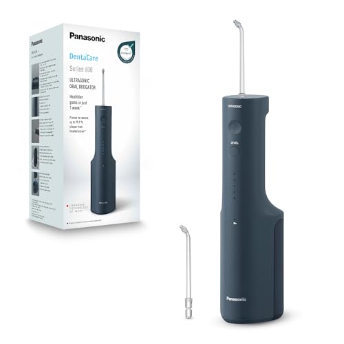 Panasonic Serie 600 Irrigatore Orale A Ultrasuoni Ew-Dj66-A303, Idropulsore Per Denti, 200Ml, Ipx7, 2 Ugelli A Ultrasuoni, 5 Livelli Di Pressione, Acc