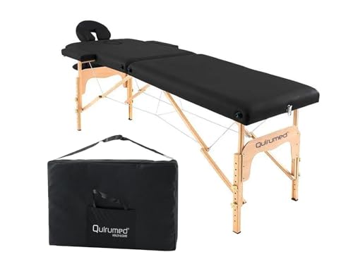 Quirumed Easy Lettino Da Massaggio Pieghevole In Legno, Colore Nero, 186 X 66 Cm, Lettino Da Massaggio, Massaggio Fisioterapico, Similpelle, Testa Art