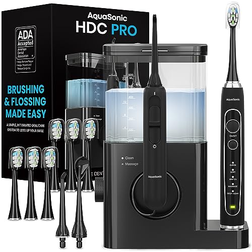 Aquasonic Home Dental Center Pro - Spazzolatura E Filo Interdentale Reso Facile - Spazzola E Filo Interdentale - Spazzolino Elettrico E Filo Interdent