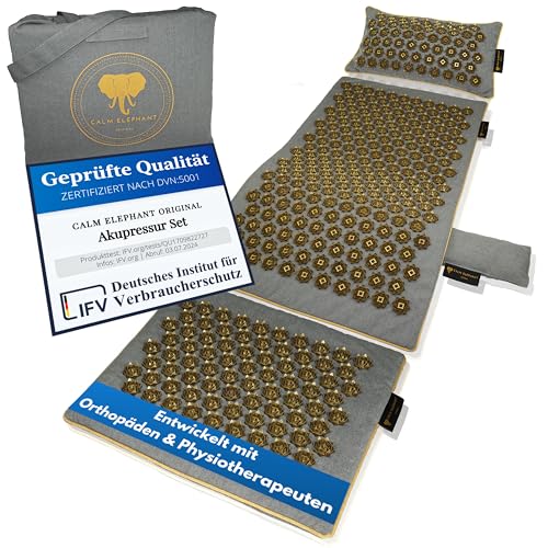 Calm Elephant,Set Di Tappetini Per Agopressione Originali Di Alta Qualità, Composto Da Tappetino Per Agopressione Con Cuscino, In Fibra Di Cocco Natur