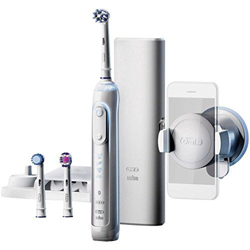 Oral-B Genius 8200 - Spazzolino Elettrico Con Supporto Per Smartphone E Tre Testine Di Ricambio, Colore: Bianco