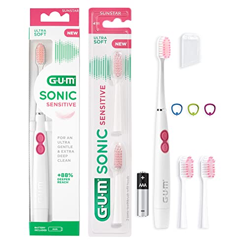Gum Sonic Sensive, Spazzolino Elettrico Alimentato A Batteria, Altamente Portatile, Fornisce Una Pulizia Ultra Delicata E Profonda, 1 Spazzola, 2 Test