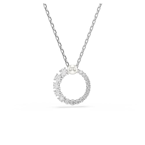 Swarovski Pendente Matrix, Crystal Pearl, Taglio Round, Bianco, Placcato Rodio