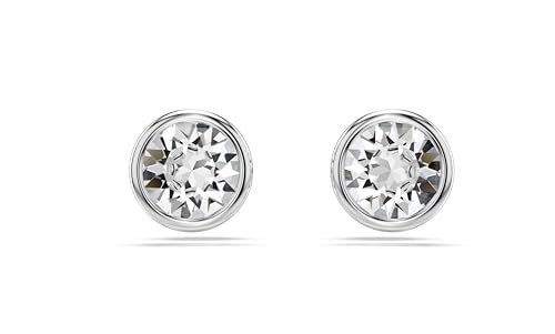 Swarovski Orecchini A Lobo Imber, Taglio Round, Bianchi, Placcato Rodio