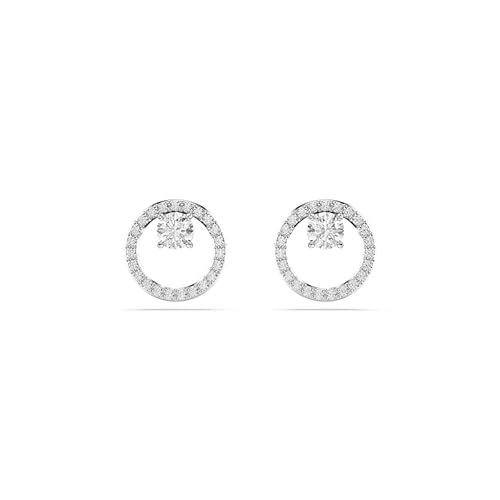 Swarovski Orecchini A Lobo Constella, Taglio Round, Bianchi, Placcato Rodio