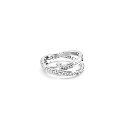 Swarovski Anello Hyperbola, Taglio Misto, Bianco, Placcato Rodio
