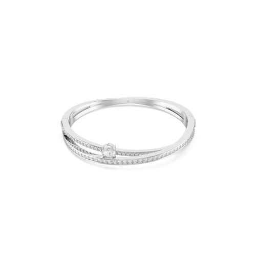 Swarovski Bracciale Rigido Hyperbola, Taglio Misto, Bianco, Placcato Rodio