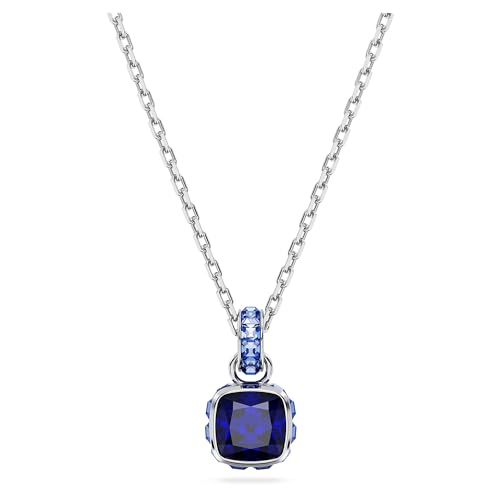 Swarovski Pendente Birthstone, Taglio Squadrato, Settembre, Blu, Placcato Rodio